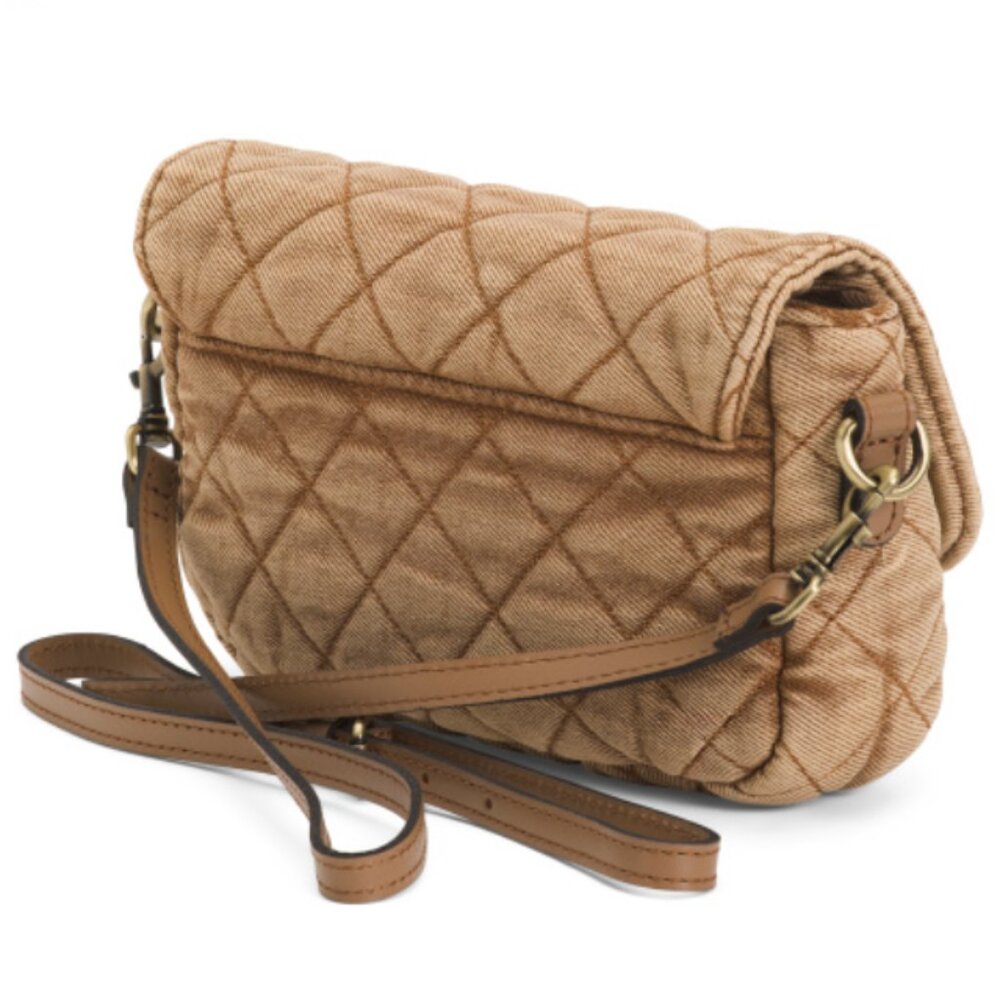 NWT PATRICIA NASH Bonny Quilted Stonewashed Denim Crossbody Bag Biscuit Beige - Picture 5 of 16